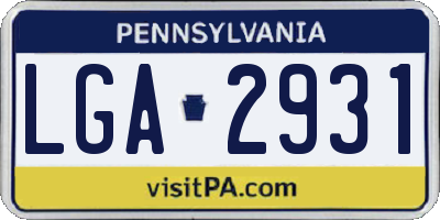 PA license plate LGA2931