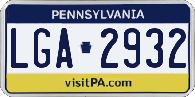 PA license plate LGA2932