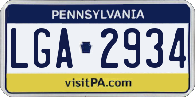 PA license plate LGA2934