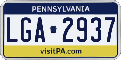 PA license plate LGA2937