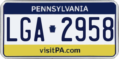 PA license plate LGA2958