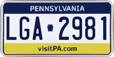 PA license plate LGA2981