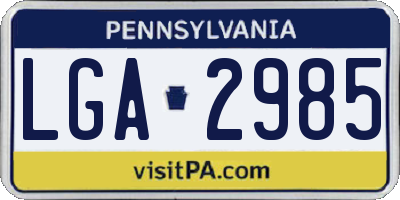 PA license plate LGA2985