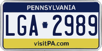 PA license plate LGA2989