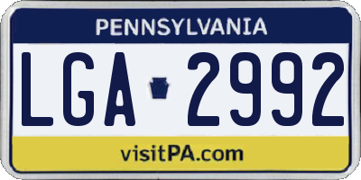 PA license plate LGA2992
