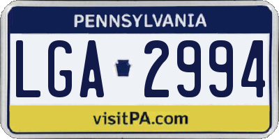 PA license plate LGA2994