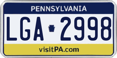 PA license plate LGA2998