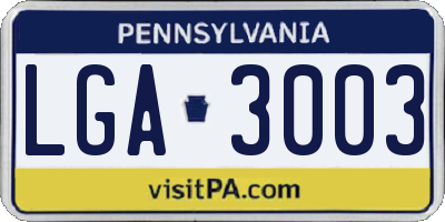 PA license plate LGA3003