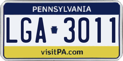 PA license plate LGA3011
