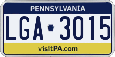 PA license plate LGA3015