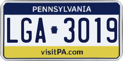 PA license plate LGA3019