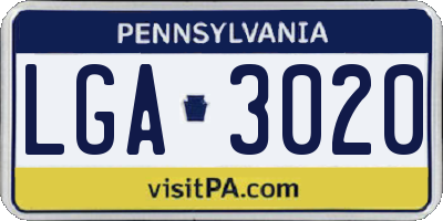 PA license plate LGA3020
