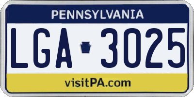 PA license plate LGA3025