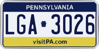 PA license plate LGA3026