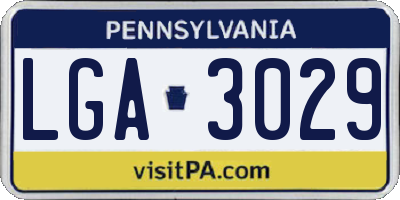 PA license plate LGA3029