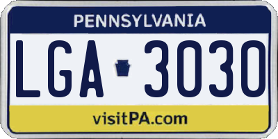PA license plate LGA3030