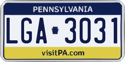 PA license plate LGA3031