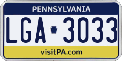 PA license plate LGA3033