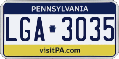 PA license plate LGA3035
