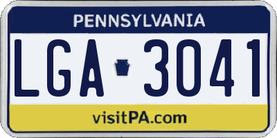 PA license plate LGA3041