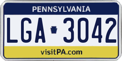 PA license plate LGA3042
