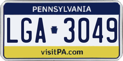 PA license plate LGA3049