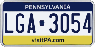 PA license plate LGA3054