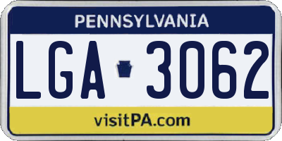 PA license plate LGA3062
