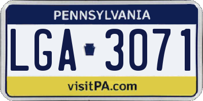 PA license plate LGA3071