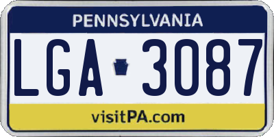 PA license plate LGA3087