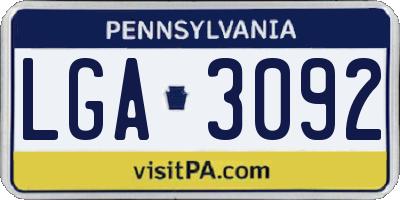 PA license plate LGA3092