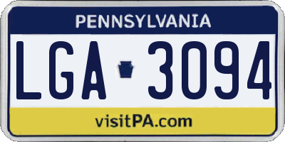 PA license plate LGA3094
