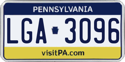 PA license plate LGA3096