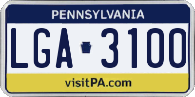 PA license plate LGA3100