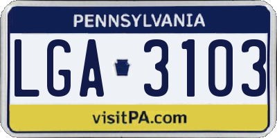 PA license plate LGA3103