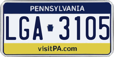 PA license plate LGA3105