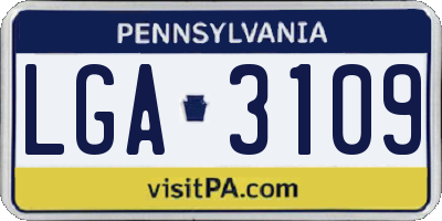PA license plate LGA3109