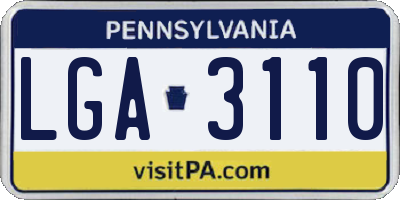 PA license plate LGA3110