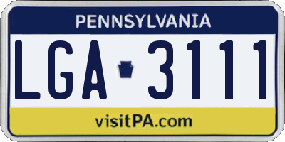 PA license plate LGA3111