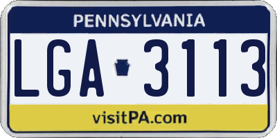 PA license plate LGA3113