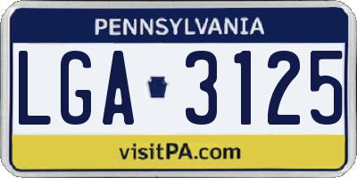 PA license plate LGA3125