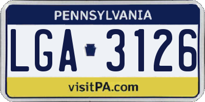 PA license plate LGA3126