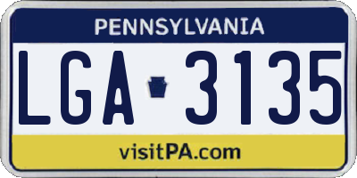 PA license plate LGA3135