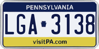 PA license plate LGA3138