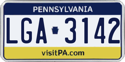 PA license plate LGA3142