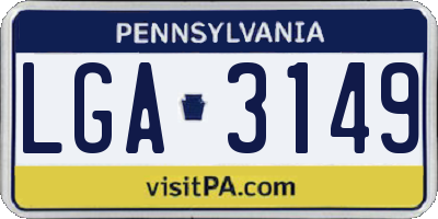 PA license plate LGA3149