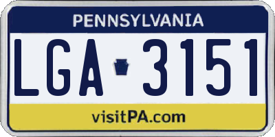 PA license plate LGA3151