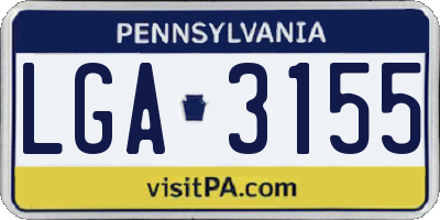 PA license plate LGA3155