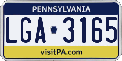 PA license plate LGA3165
