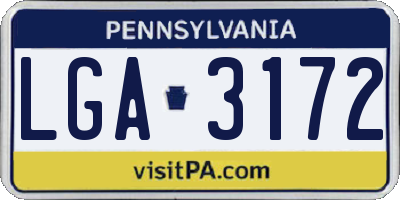 PA license plate LGA3172